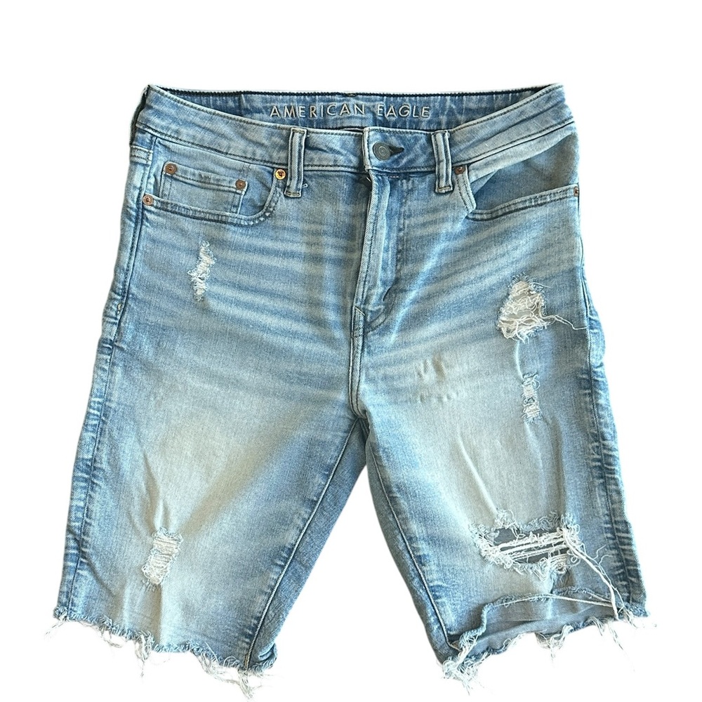 American Eagle AirFlex+ Distressed Denim Shorts Men’s 30 Light Wash